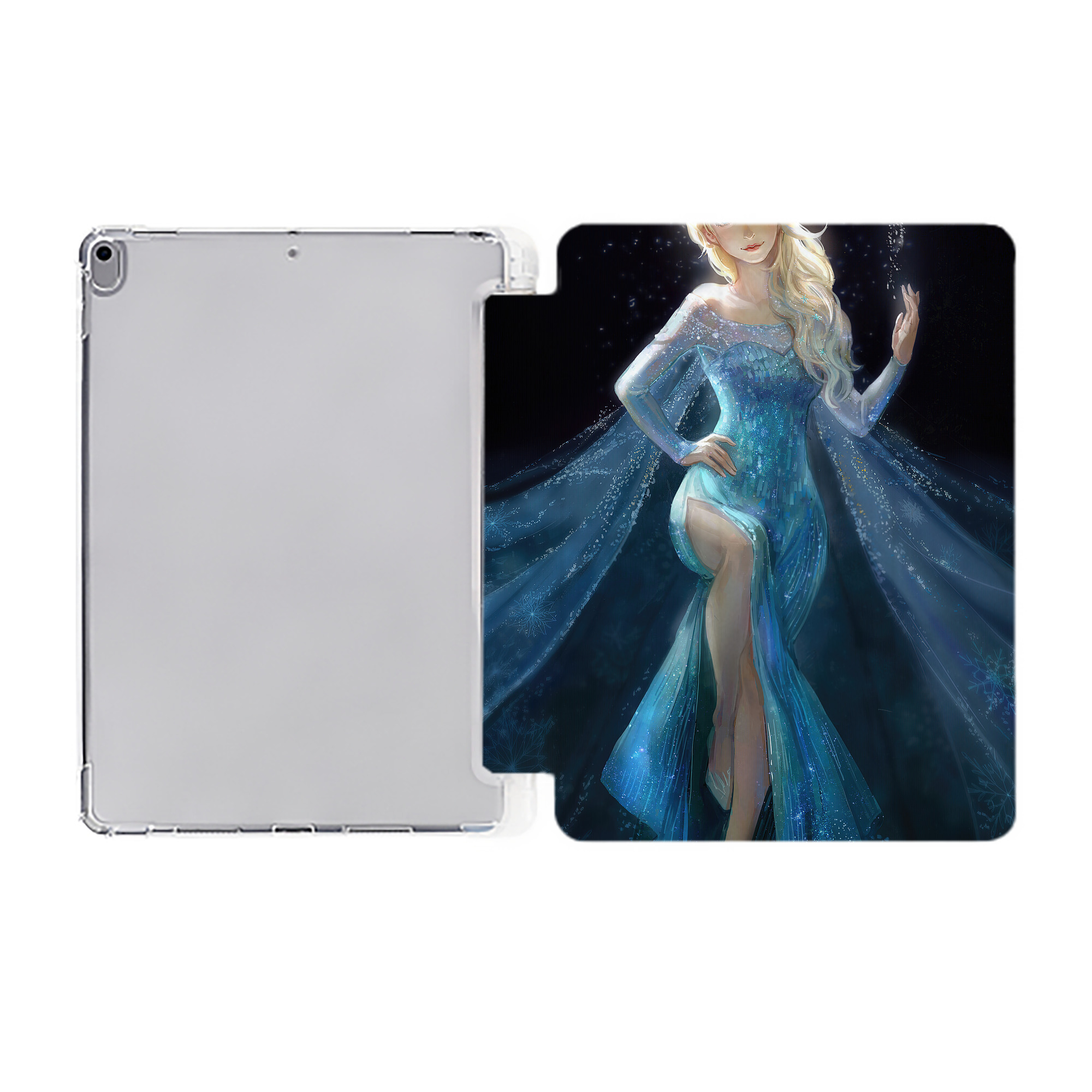 （画像用） アナと雪の女王 アンナ エルサ Frozen Anna Elsa IPad ケース ペン収納付き 三つ折りスタンド PUレザー×シリコン 対応機種9.5/10.5/10.9インチ